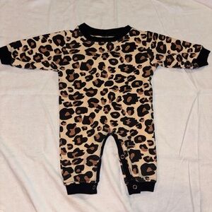 Luvable Friends Leopard Print Footie - Tan and Black